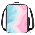Teal Pink Liquid Marble Print Crossbody Lunch Bag