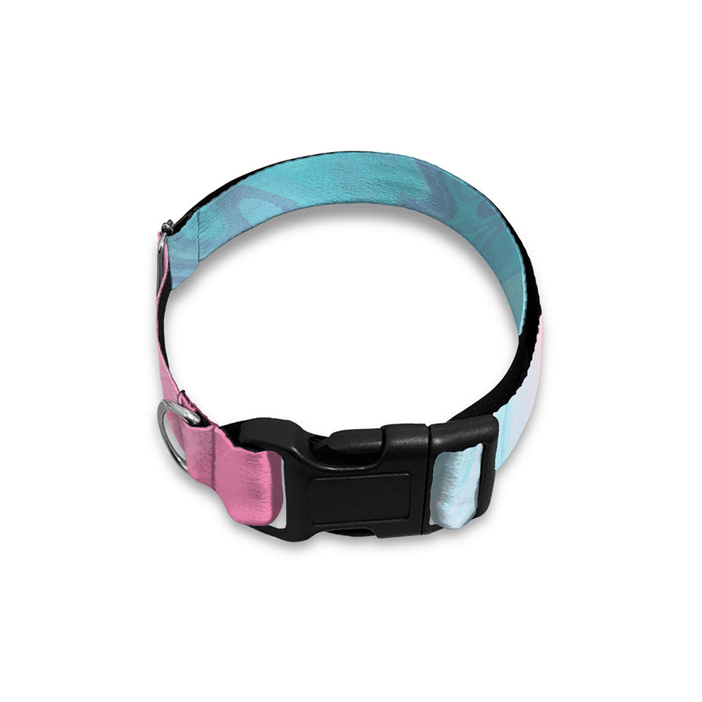 Teal Pink Liquid Marble Print Dog Collar