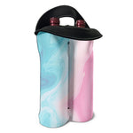 Teal Pink Liquid Marble Print Double Neoprene Wine Tote
