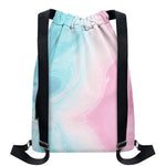 Teal Pink Liquid Marble Print Drawstring Backpack