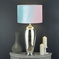 Teal Pink Liquid Marble Print Drum Lamp Shade