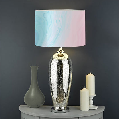 Teal Pink Liquid Marble Print Drum Lamp Shade