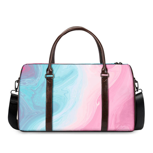 Teal Pink Liquid Marble Print Duffle Bag