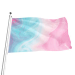 Teal Pink Liquid Marble Print Flag