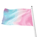 Teal Pink Liquid Marble Print Flag