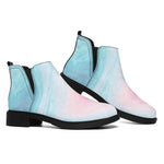Teal Pink Liquid Marble Print Flat Ankle Boots