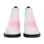 Teal Pink Liquid Marble Print Flat Ankle Boots