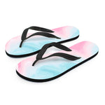 Teal Pink Liquid Marble Print Flip Flops