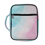 Teal Pink Liquid Marble Print Front Pocket Bible Bag