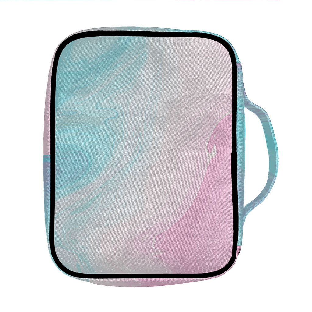 Teal Pink Liquid Marble Print Front Pocket Bible Bag
