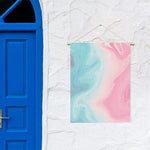 Teal Pink Liquid Marble Print Garden Flag