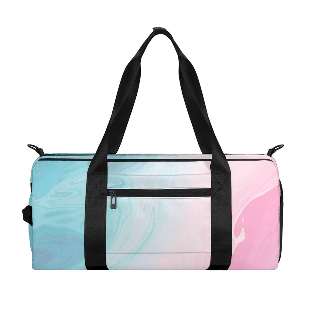 Teal Pink Liquid Marble Print Gym Bag
