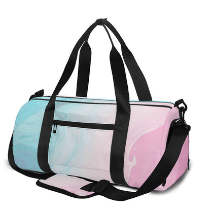 Teal Pink Liquid Marble Print Gym Bag