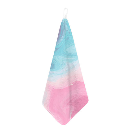 Teal Pink Liquid Marble Print Hand Towel