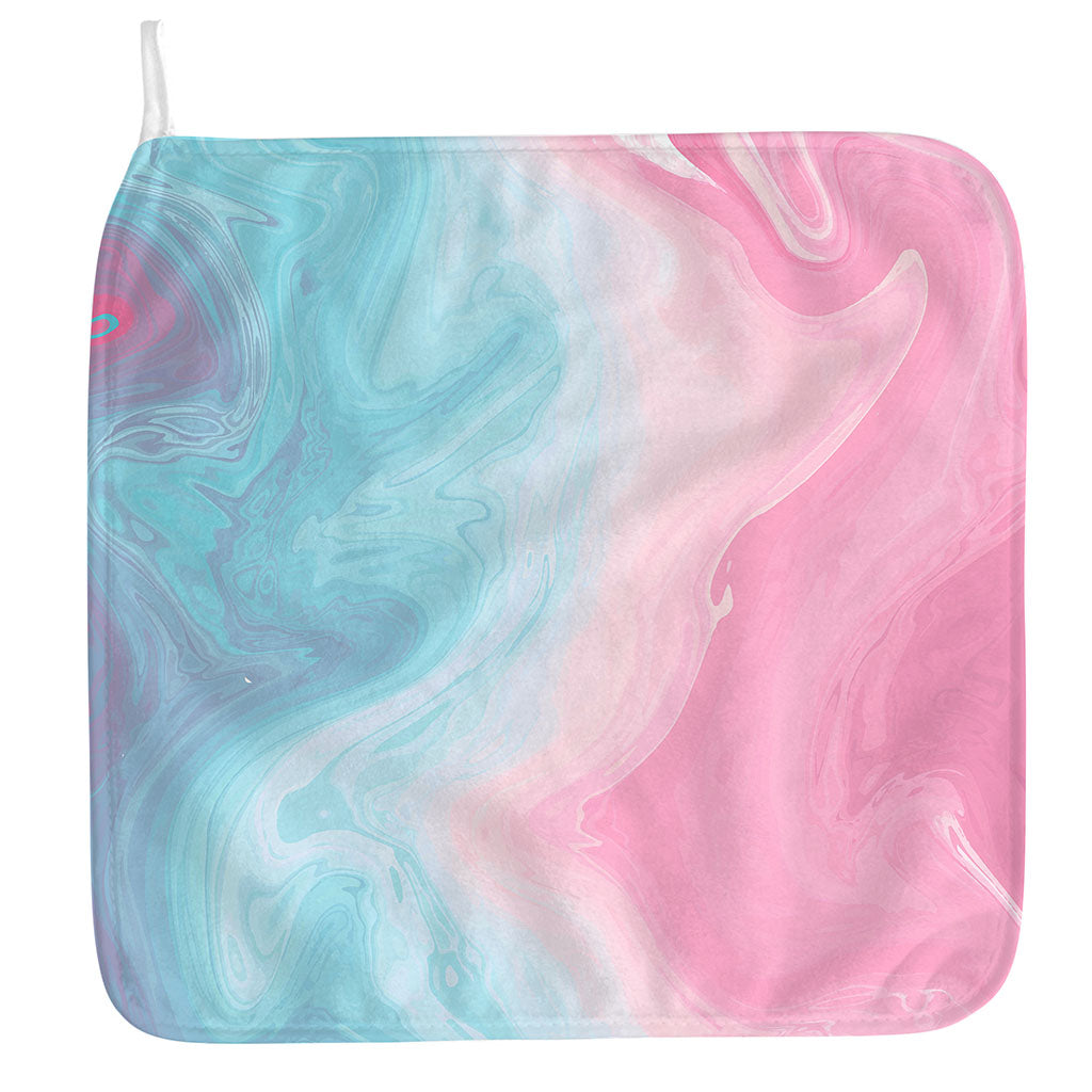 Teal Pink Liquid Marble Print Hand Towel