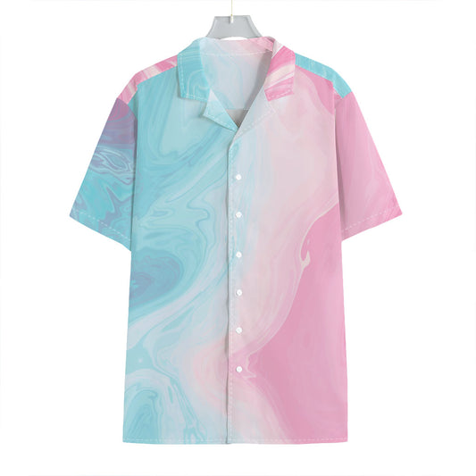 Teal Pink Liquid Marble Print Hawaiian Shirt