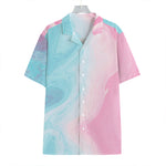 Teal Pink Liquid Marble Print Hawaiian Shirt