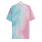Teal Pink Liquid Marble Print Hawaiian Shirt