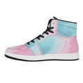 Teal Pink Liquid Marble Print High Top Leather Sneakers