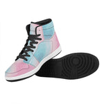 Teal Pink Liquid Marble Print High Top Leather Sneakers