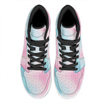 Teal Pink Liquid Marble Print High Top Leather Sneakers
