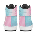 Teal Pink Liquid Marble Print High Top Leather Sneakers