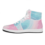 Teal Pink Liquid Marble Print High Top Leather Sneakers
