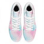 Teal Pink Liquid Marble Print High Top Leather Sneakers