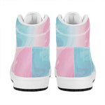 Teal Pink Liquid Marble Print High Top Leather Sneakers