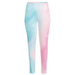 Teal Pink Liquid Marble Print High-Waisted Pocket Leggings