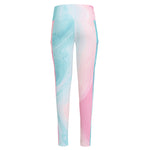 Teal Pink Liquid Marble Print High-Waisted Pocket Leggings