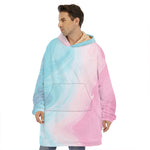 Teal Pink Liquid Marble Print Hoodie Blanket