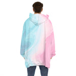 Teal Pink Liquid Marble Print Hoodie Blanket