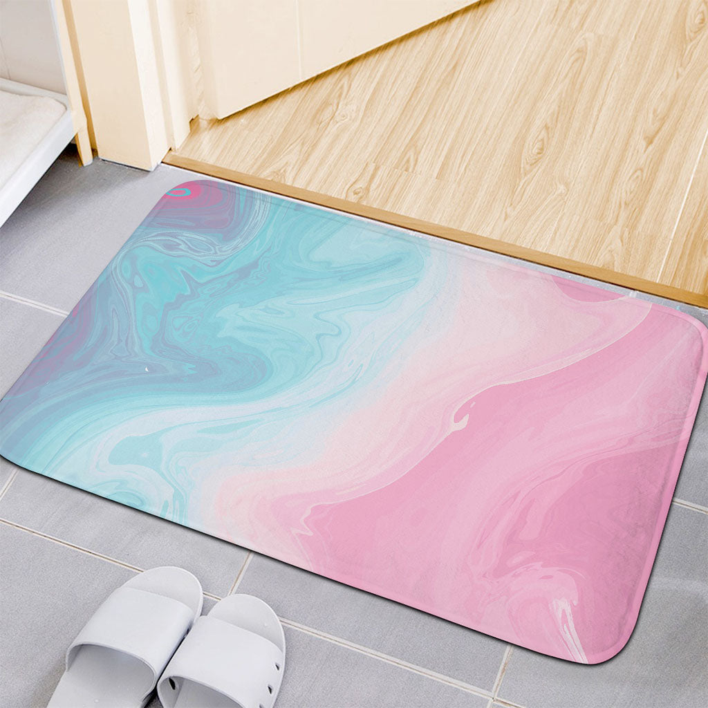 Teal Pink Liquid Marble Print Indoor Door Mat