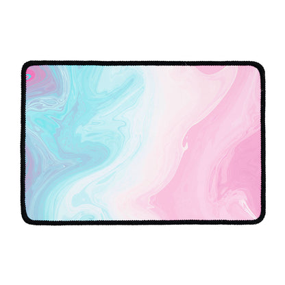 Teal Pink Liquid Marble Print Kitchen Mat