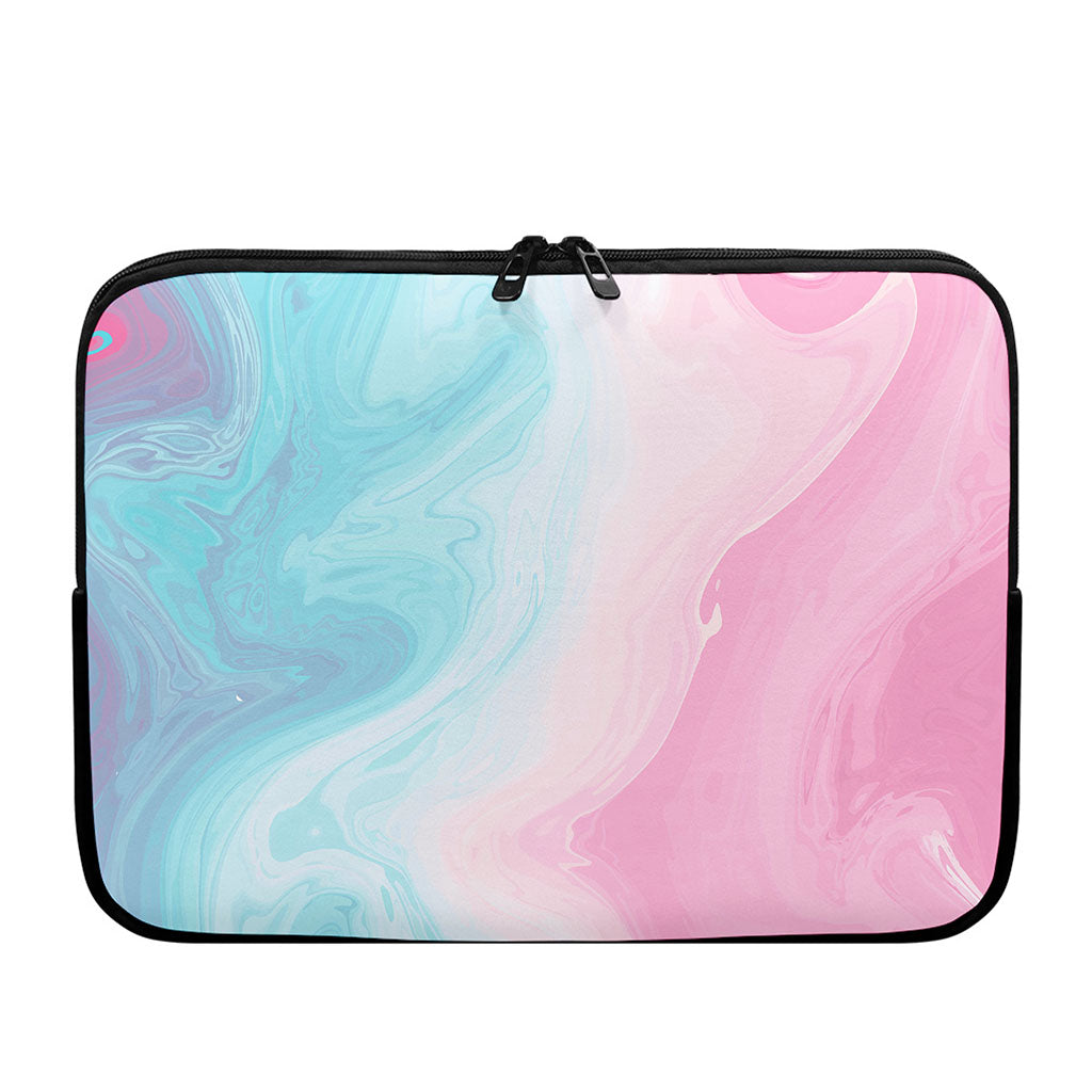 Teal Pink Liquid Marble Print Laptop Sleeve