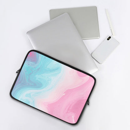 Teal Pink Liquid Marble Print Laptop Sleeve