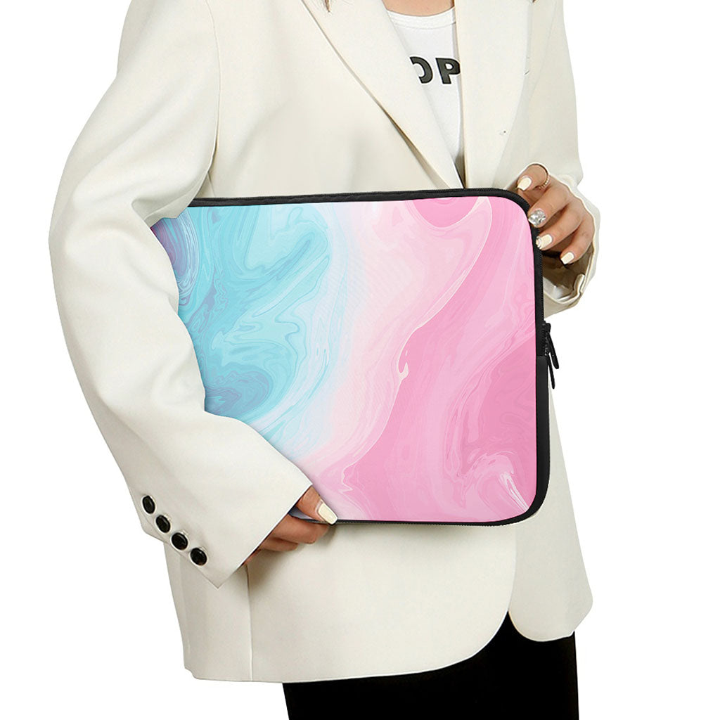 Teal Pink Liquid Marble Print Laptop Sleeve