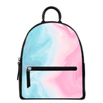 Teal Pink Liquid Marble Print Leather Backpack