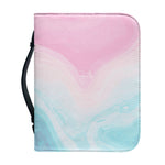 Teal Pink Liquid Marble Print Leather Bible Cover