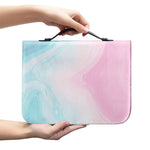 Teal Pink Liquid Marble Print Leather Bible Cover