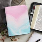 Teal Pink Liquid Marble Print Leather Bible Cover