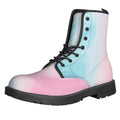 Teal Pink Liquid Marble Print Lace-Up Boots