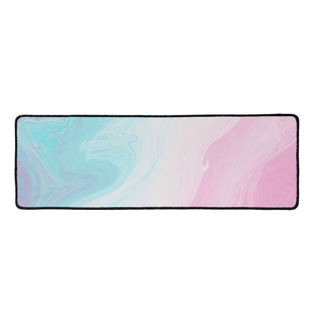 Teal Pink Liquid Marble Print Long Kitchen Mat