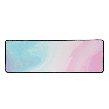 Teal Pink Liquid Marble Print Long Kitchen Mat