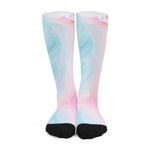 Teal Pink Liquid Marble Print Long Socks