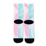 Teal Pink Liquid Marble Print Long Socks