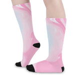 Teal Pink Liquid Marble Print Long Socks