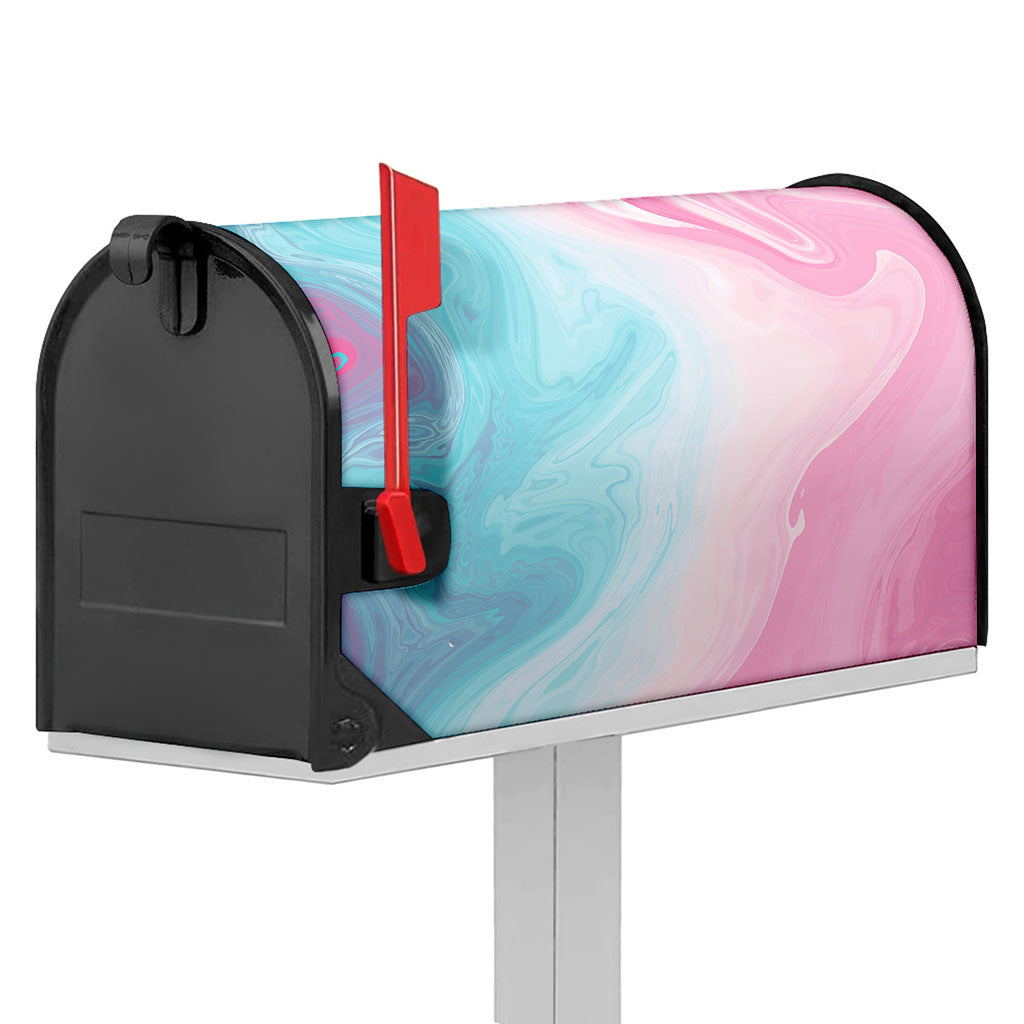 Teal Pink Liquid Marble Print Mailbox Cover