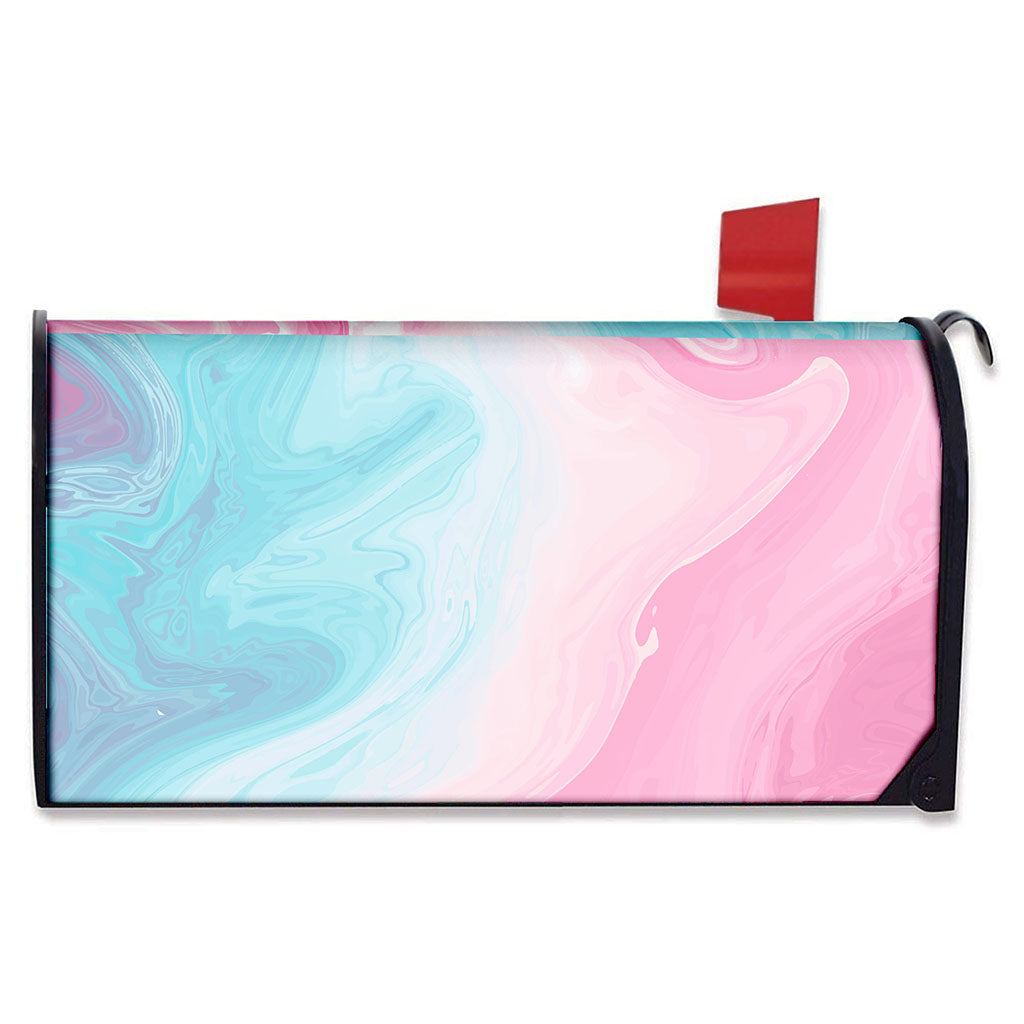 Teal Pink Liquid Marble Print Mailbox Cover